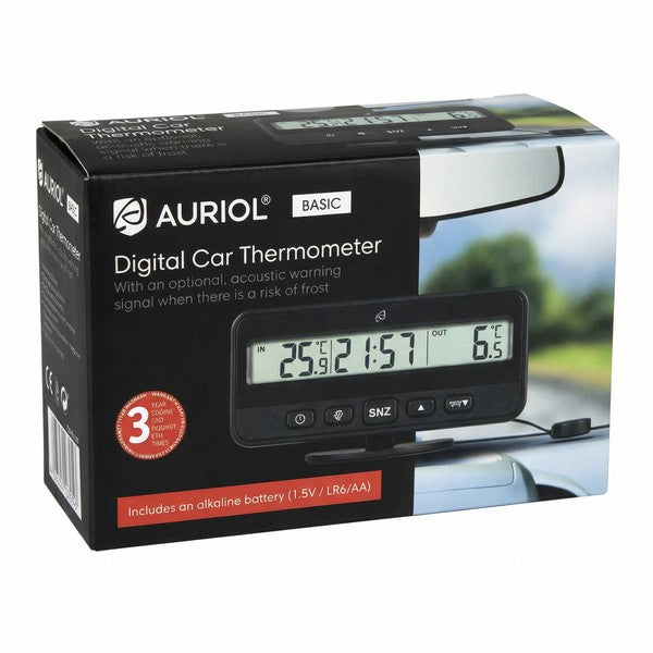 Termómetro Digital para Coche con Reloj y Alerta de Heladas | Auriol