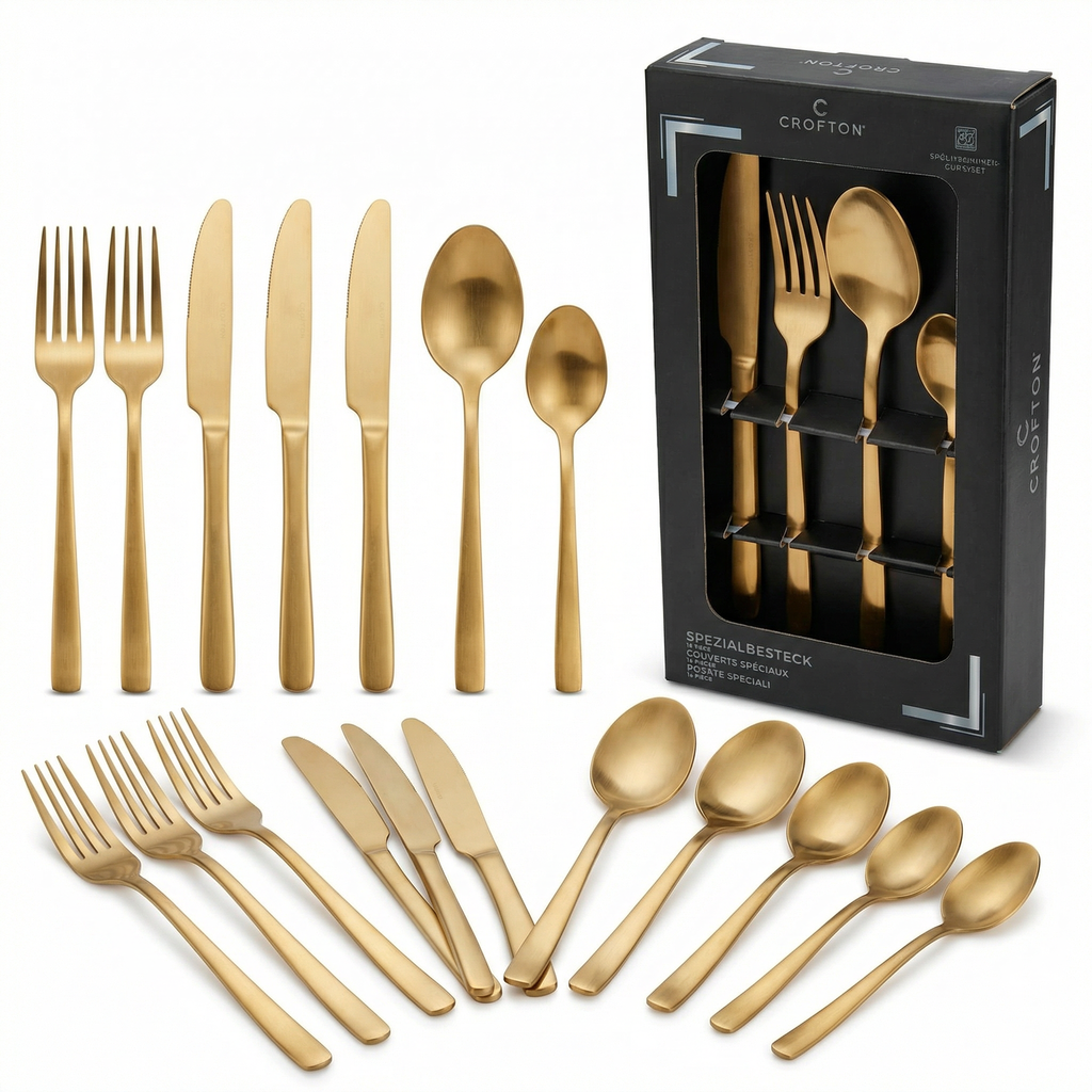 Cubertería Especial Crofton 16 Piezas - Dorado