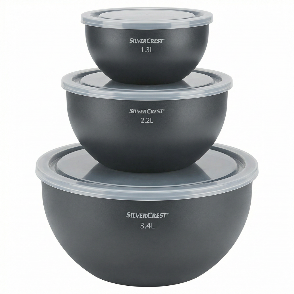 Set 3 Boles con Tapa SilverCrest - Gris Antracita (3,4L + 2,2L + 1,3L)