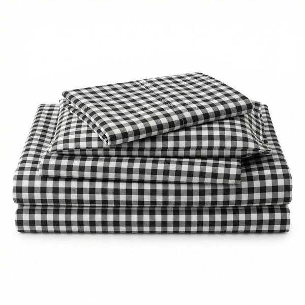 Ropa de Cama Microfibra Cuadros Blanco y Negro Novitesse