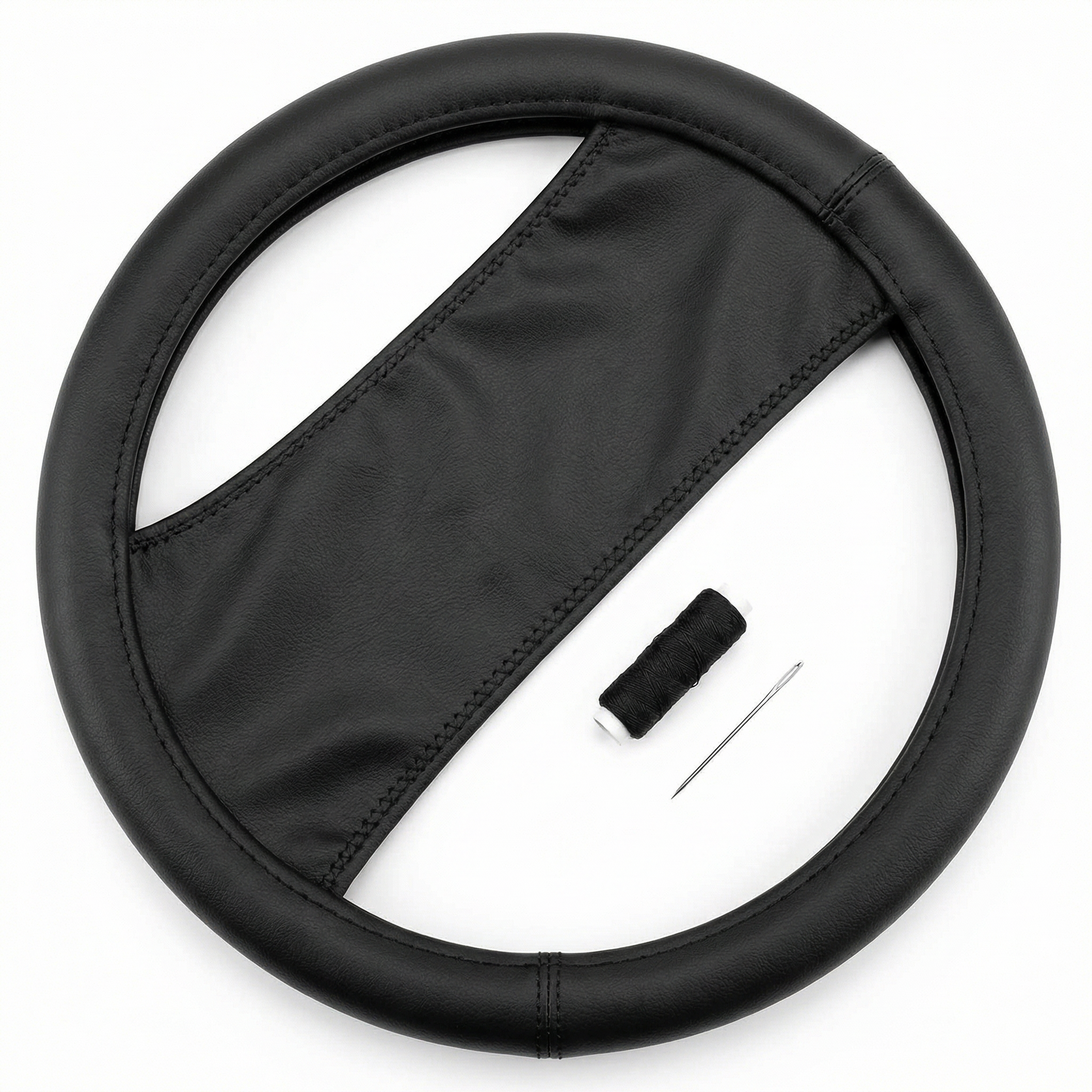 Funda de Volante Cuero Sintético Negro - Cosido a Mano Universal