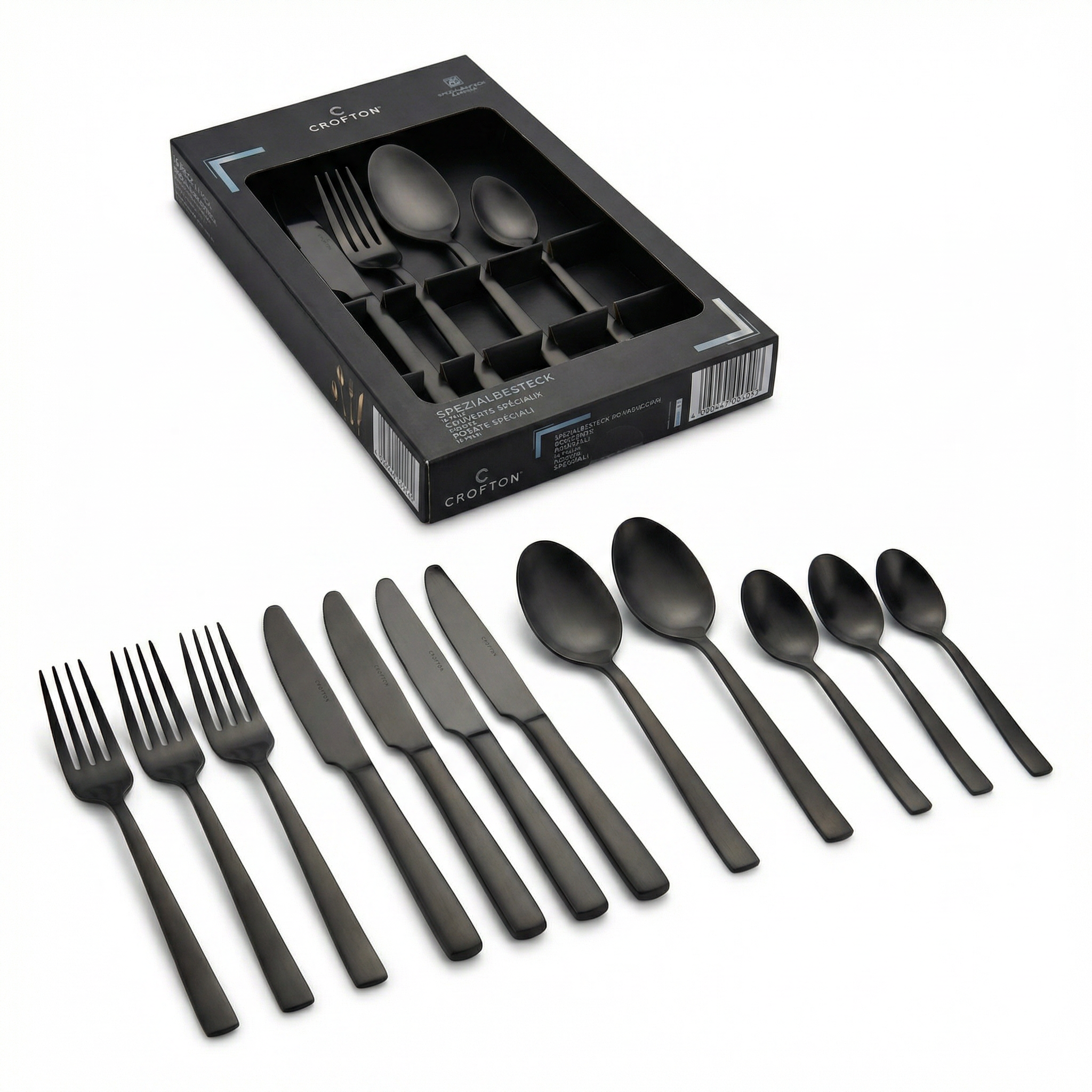 Cubertería Especial Crofton 16 Piezas - Negro Mate