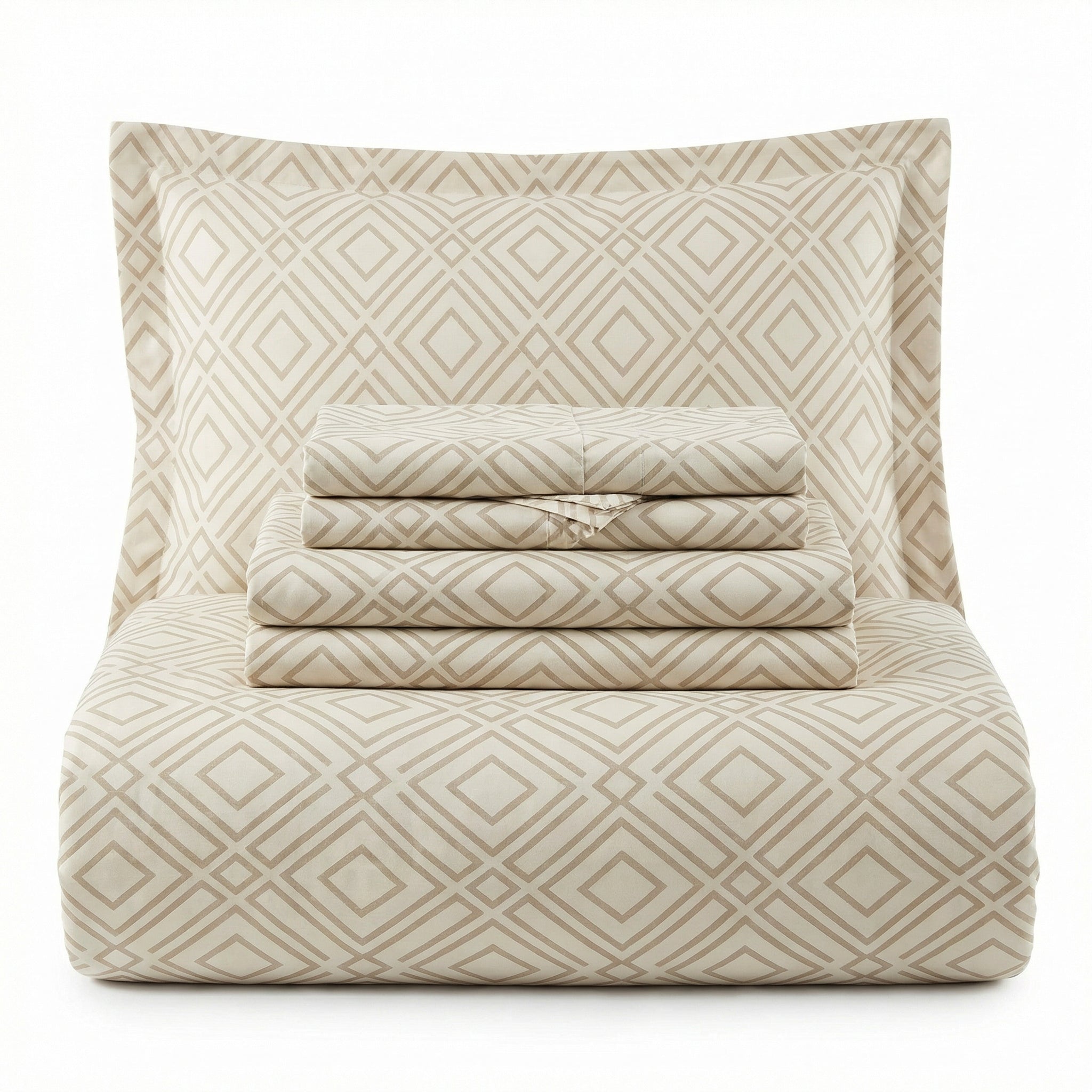 Ropa de Cama Microfibra Beige Geométrica Novitesse