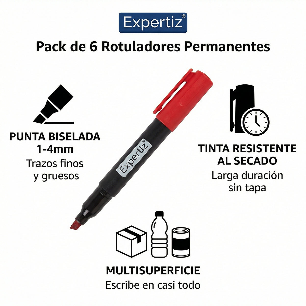 Pack 6 Rotuladores Permanentes Expertiz