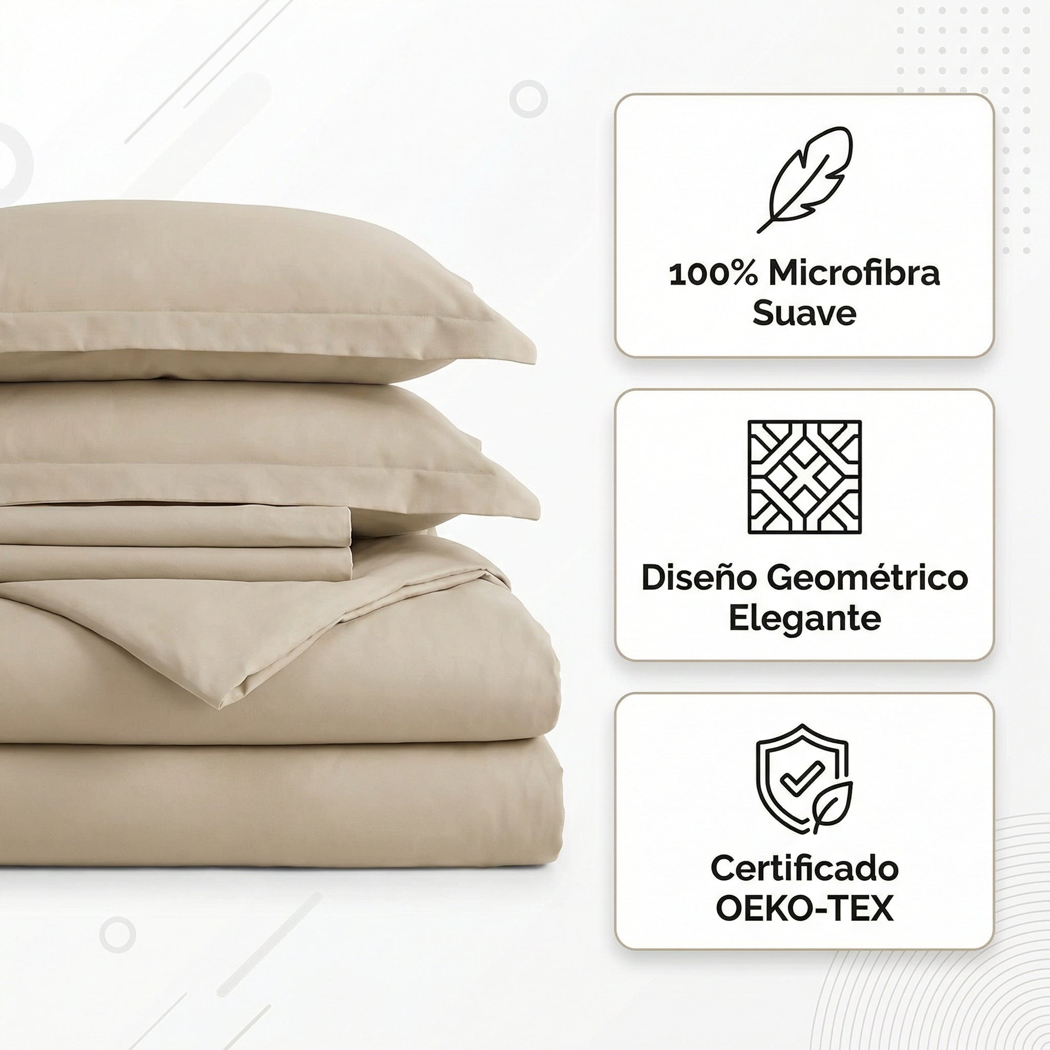 Ropa de Cama Microfibra Beige Geométrica Novitesse
