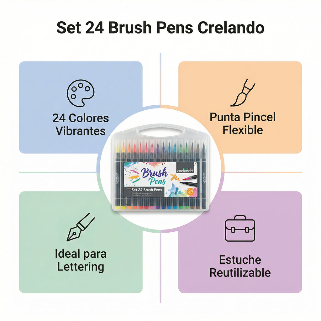 Set 24 Brush Pens Rotuladores Punta Pincel Crelando