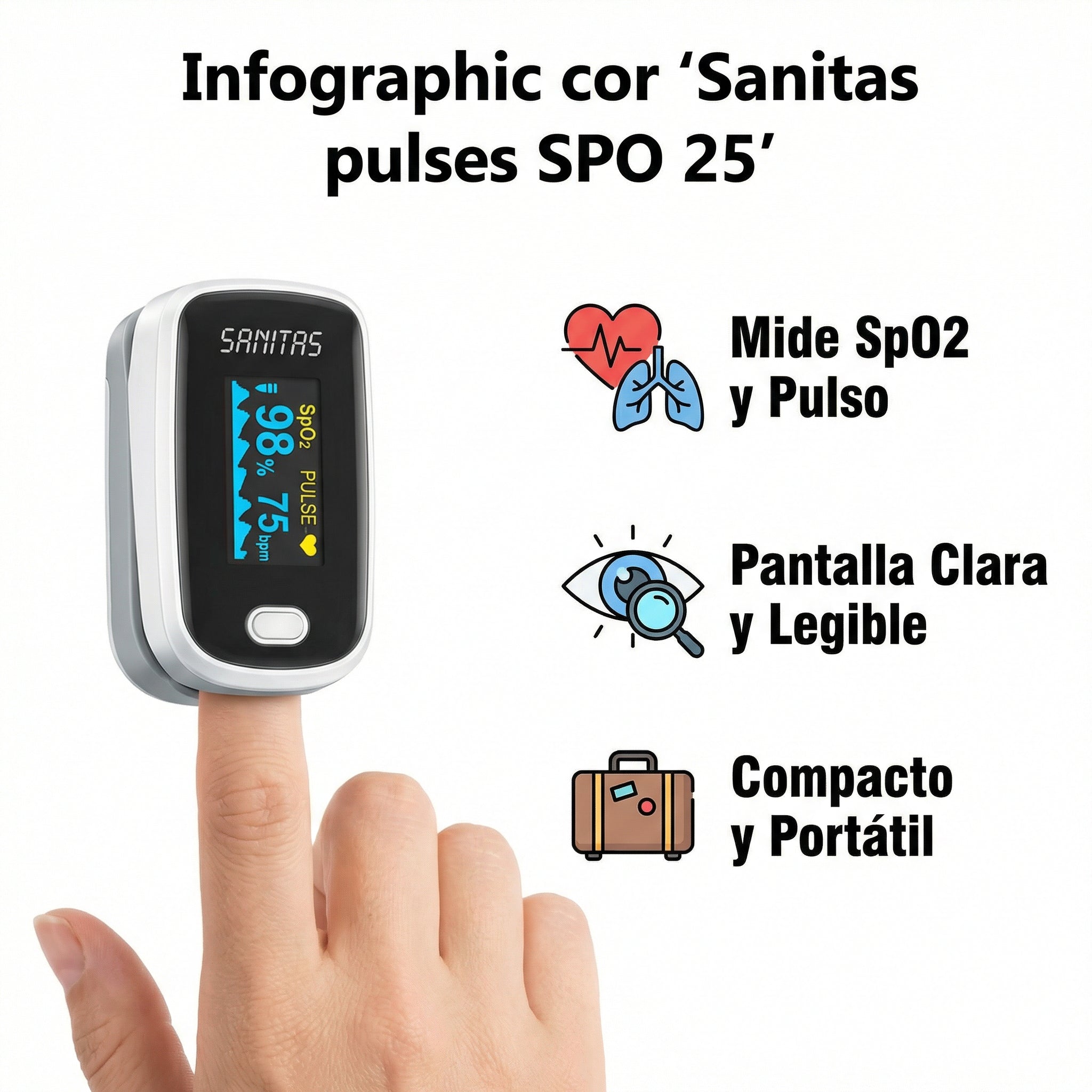 Pulsioxímetro SPO 25 Sanitas