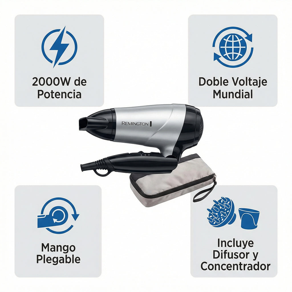 Secador de Viaje Plegable On The Go Remington