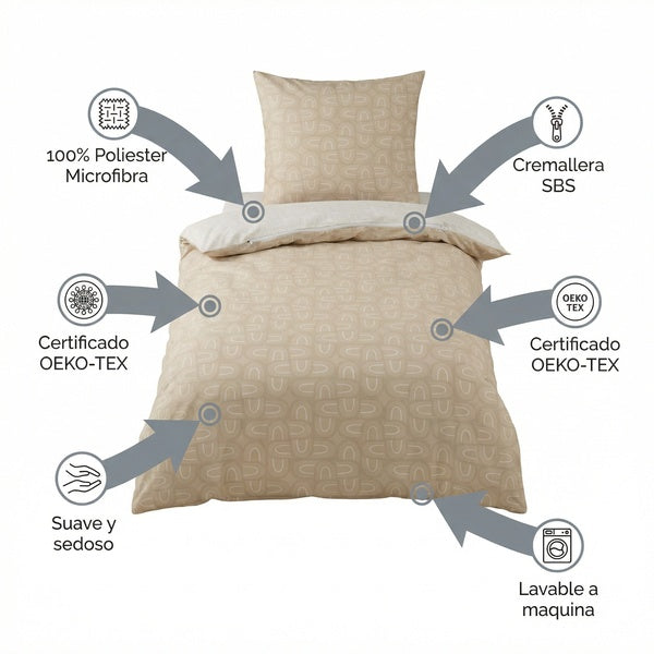 Juego de Ropa de Cama Microfibra 135x200 cm - Funda Nórdica + Almohada | Novitesse