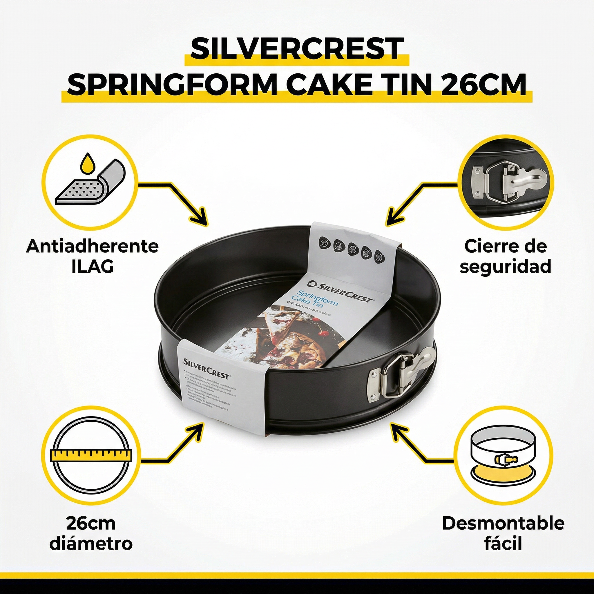 Molde Desmontable Redondo SilverCrest 26cm - Antiadherente ILAG