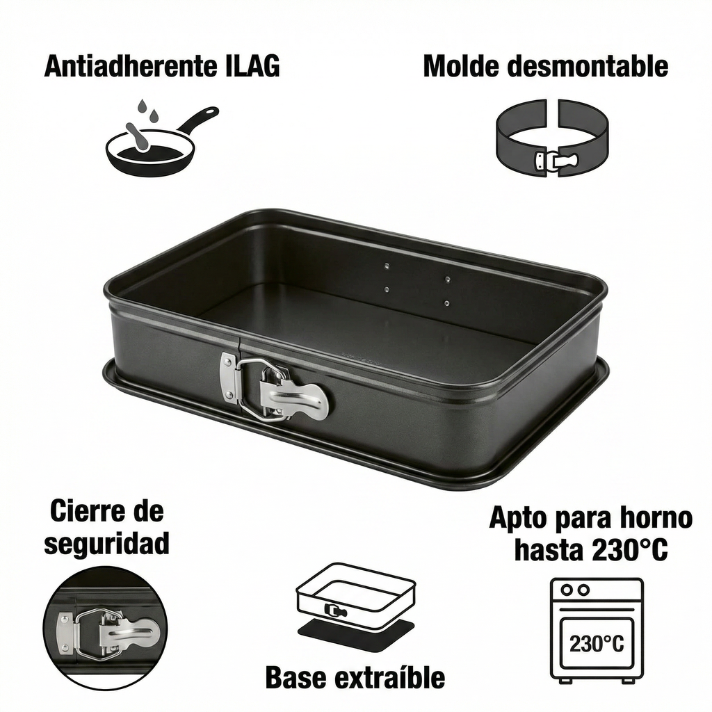 Molde Desmontable Rectangular SilverCrest - Antiadherente ILAG