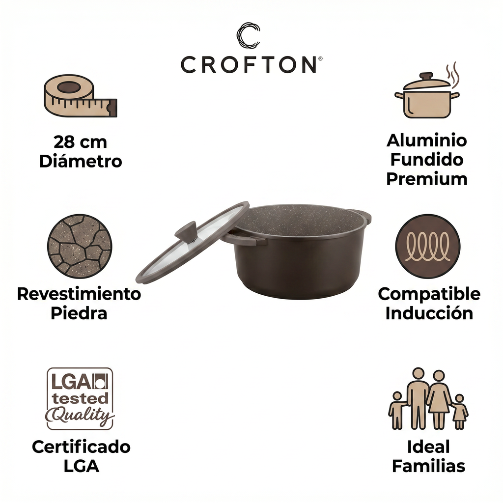 Olla Crofton Aluminio Fundido 28cm - Revestimiento Piedra