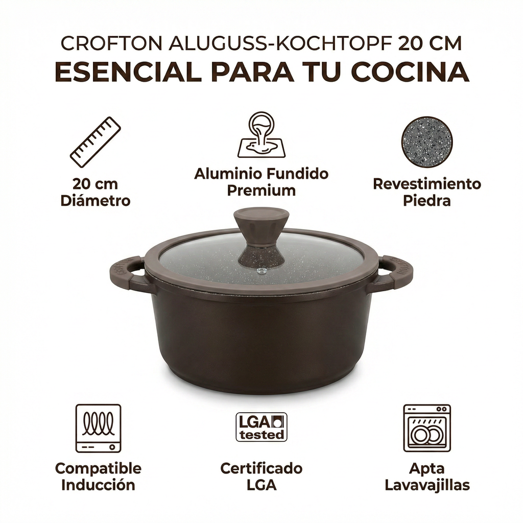 Olla Crofton Aluminio Fundido 20cm - Revestimiento Piedra