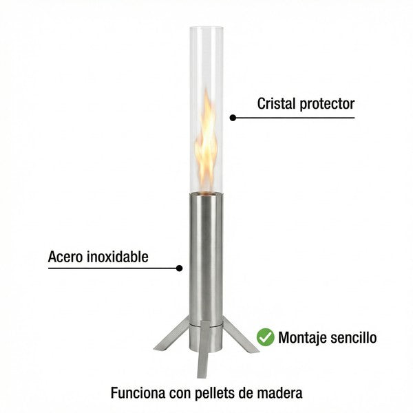 PACK TERRAZA: Tubo de Fuego Decorativo + Sillón Relax Aluminio 7 Posiciones | Belavi