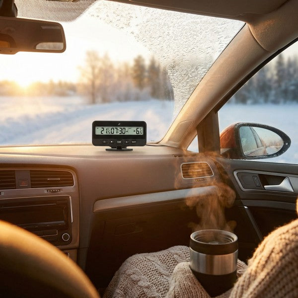 Termómetro Digital para Coche con Reloj y Alerta de Heladas | Auriol