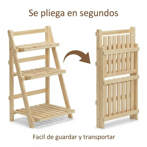 Estantería de Madera para Plantas 3 Niveles - Plegable | Belavi