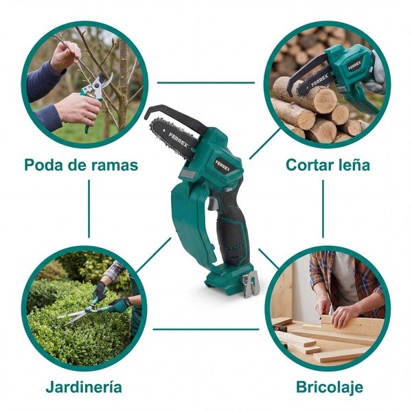 Mini Motosierra Compacta a Batería 20V (no incluye batería)- Poda y Jardín | Ferrex