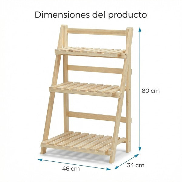 Estantería de Madera para Plantas 3 Niveles - Plegable | Belavi