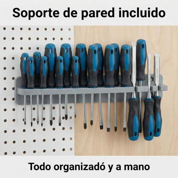 Set de Destornilladores y Formones 15 Piezas con Soporte | Workzone