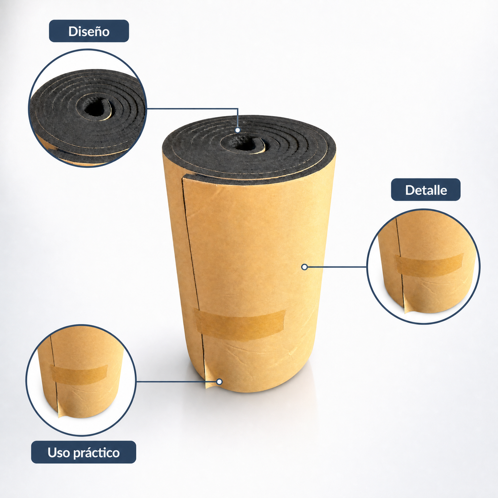 Pack de 2 rollos de espuma adhesiva gris, flexible y fácil de cortar