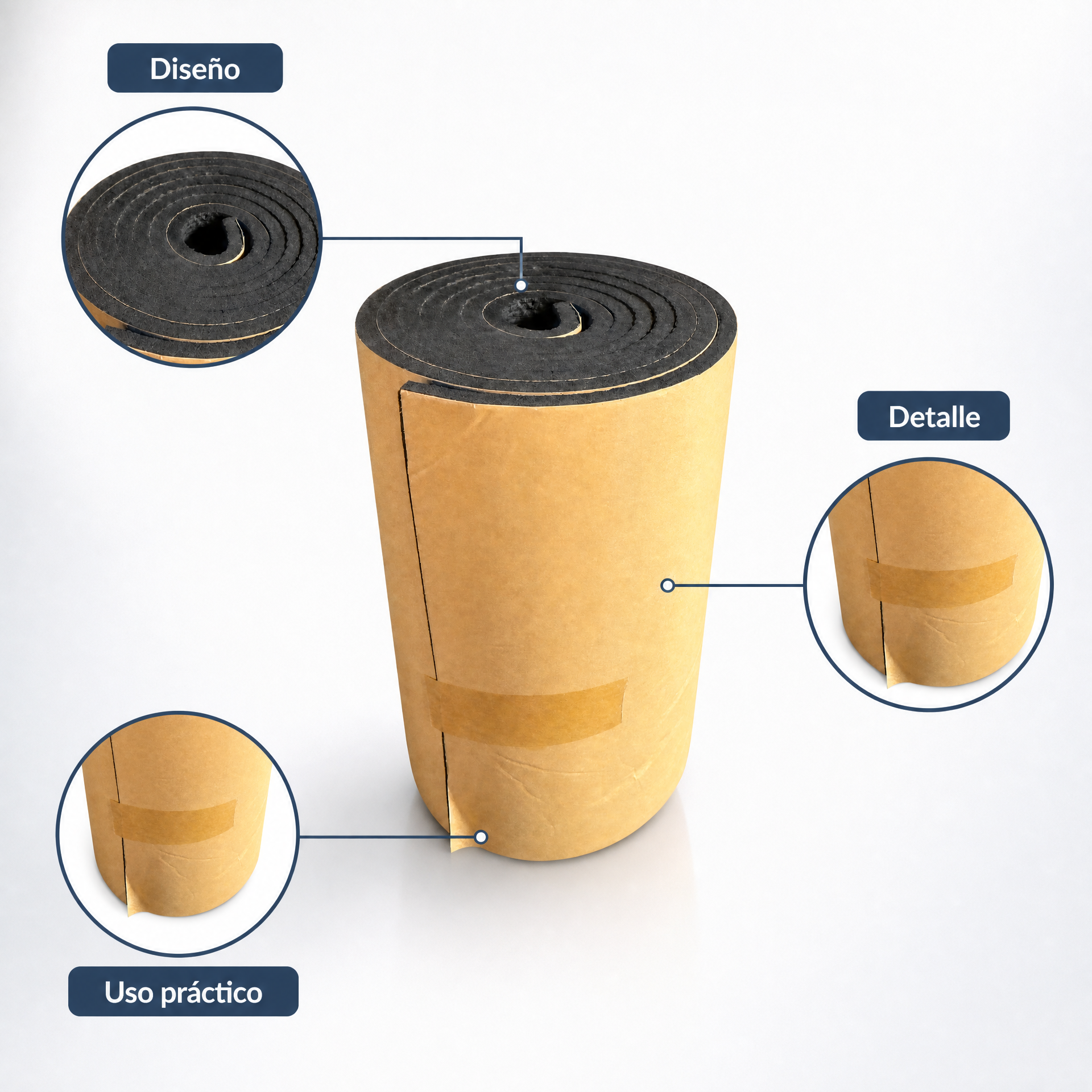 Pack de 2 rollos de espuma adhesiva gris, flexible y fácil de cortar