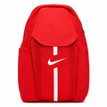 Mochila deportiva Nike roja con logotipo visible y compartimento principal