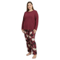UP2 FASHION Pijama de mujer Plus Size burdeos con estampado floral