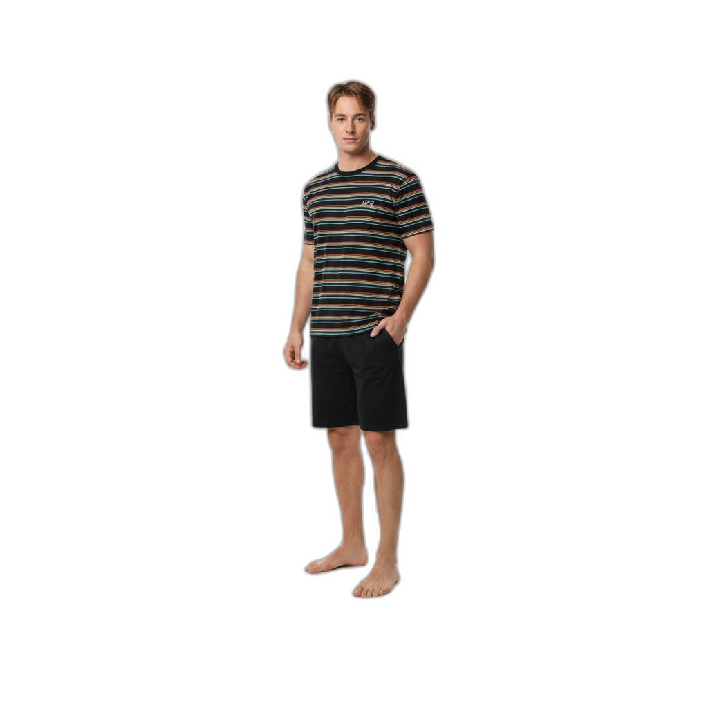 Pijama Corto de Hombre Rayas Negras | UP2 FASHION