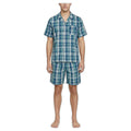Pijama Corto Hombre Cuadros Azul/Blanco | UPZ FASHION