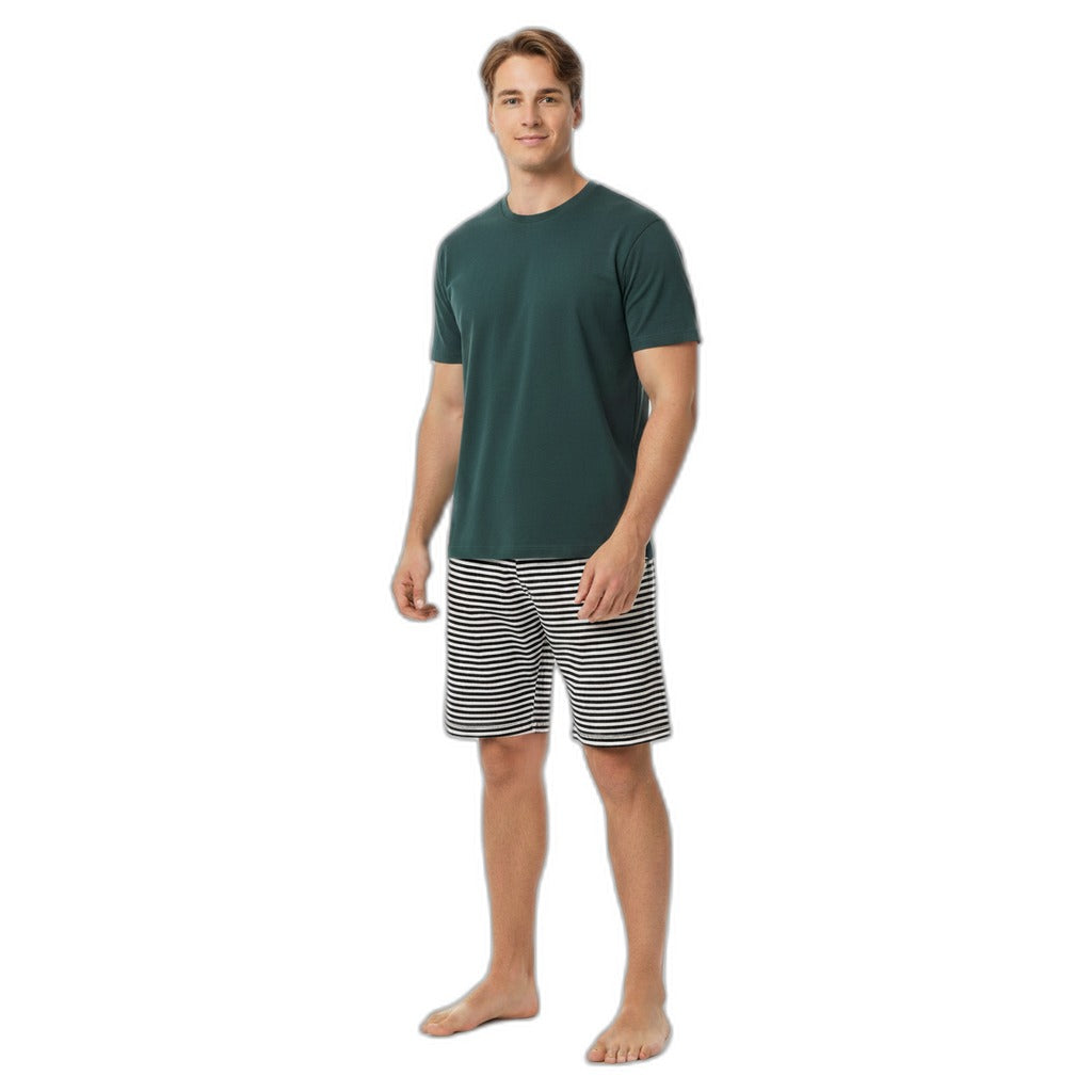 Pijama Corto Hombre UPZ Fashion Verde Oscuro/Rayas Talla M/L/XXL