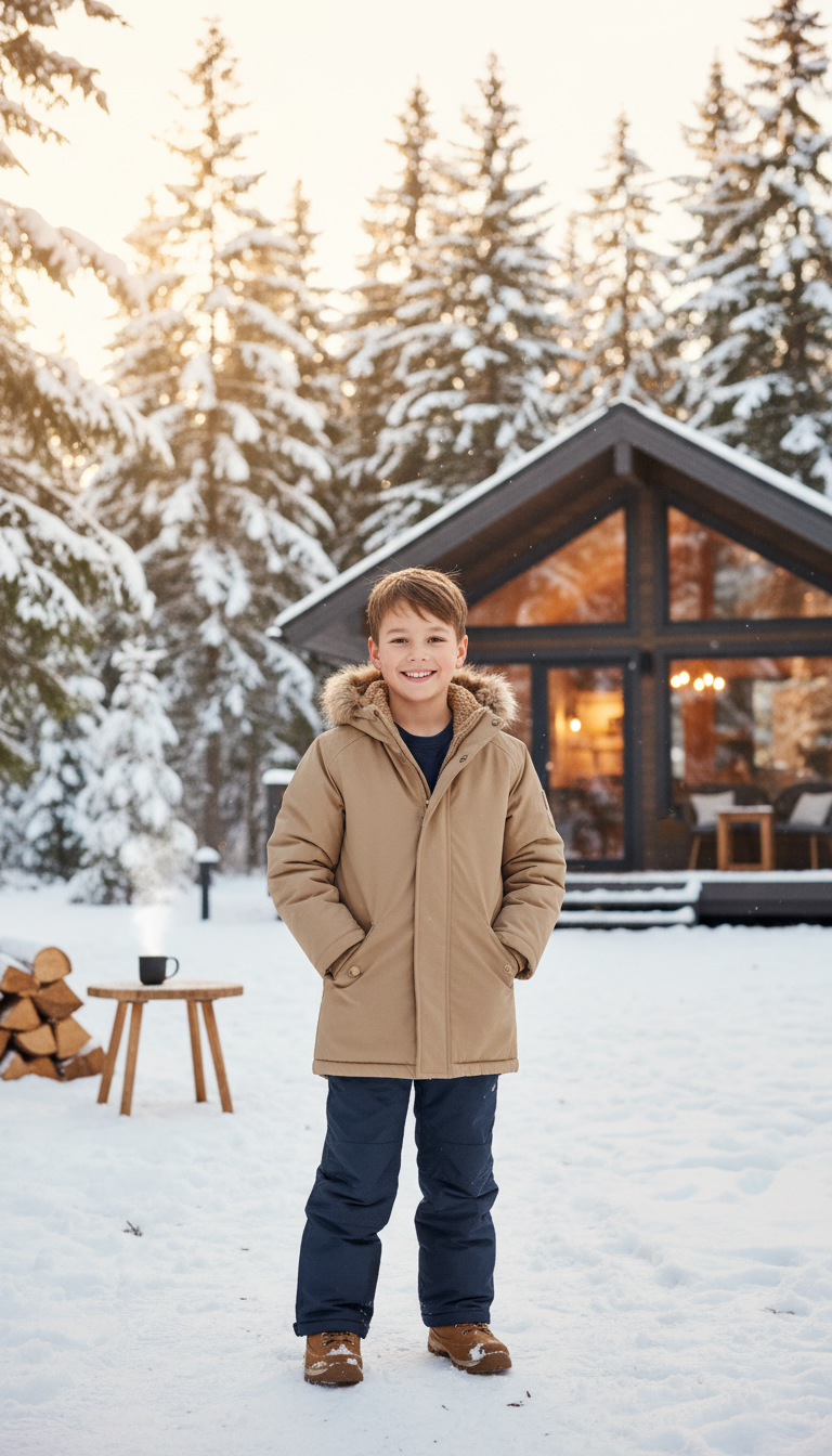 Parka de invierno para niños beige