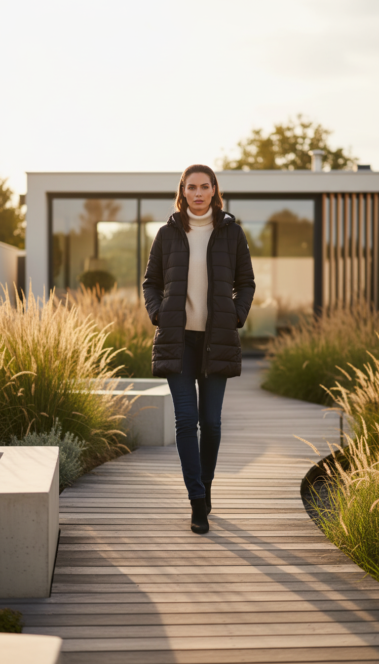 Chaqueta acolchada de mujer Regular Fit negra