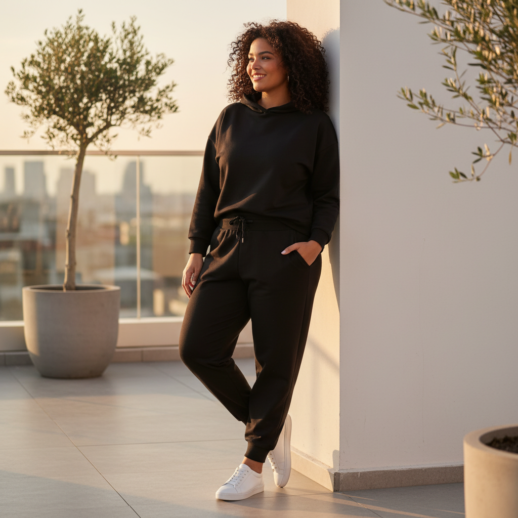 UP2 FASHION Pantalón de jogging de mujer talla grande negro