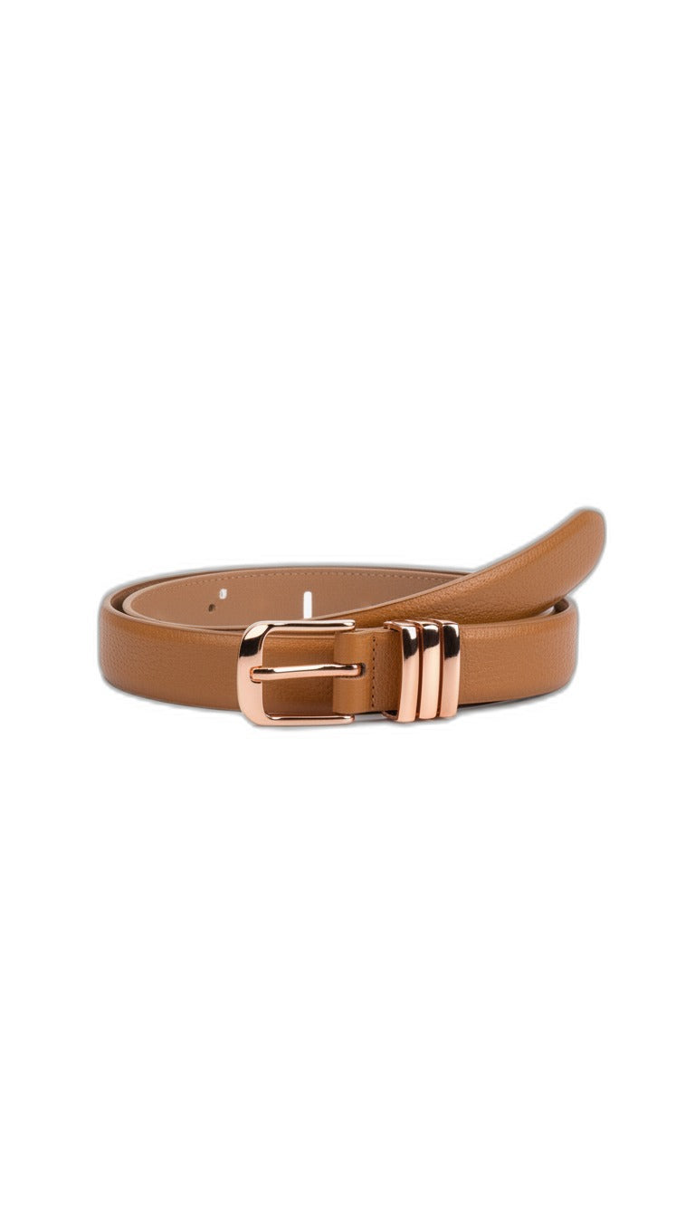 UP2 FASHION Cinturón de cuero para mujer color camel
