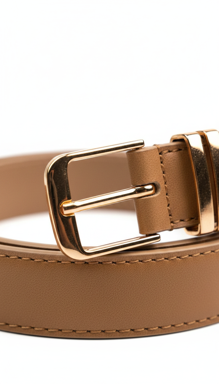 UP2 FASHION Cinturón de cuero para mujer color camel