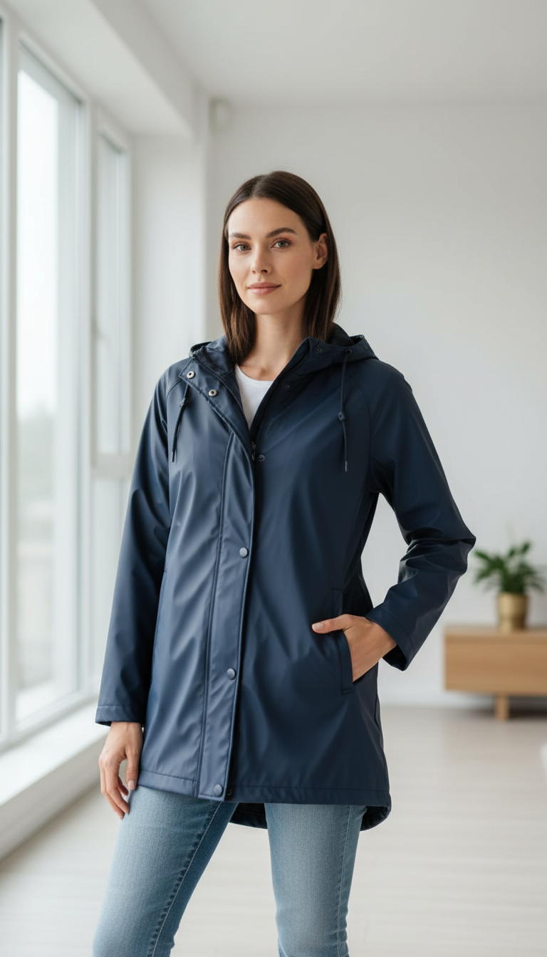 UPZ Fashion Chubasquero para mujer azul oscuro