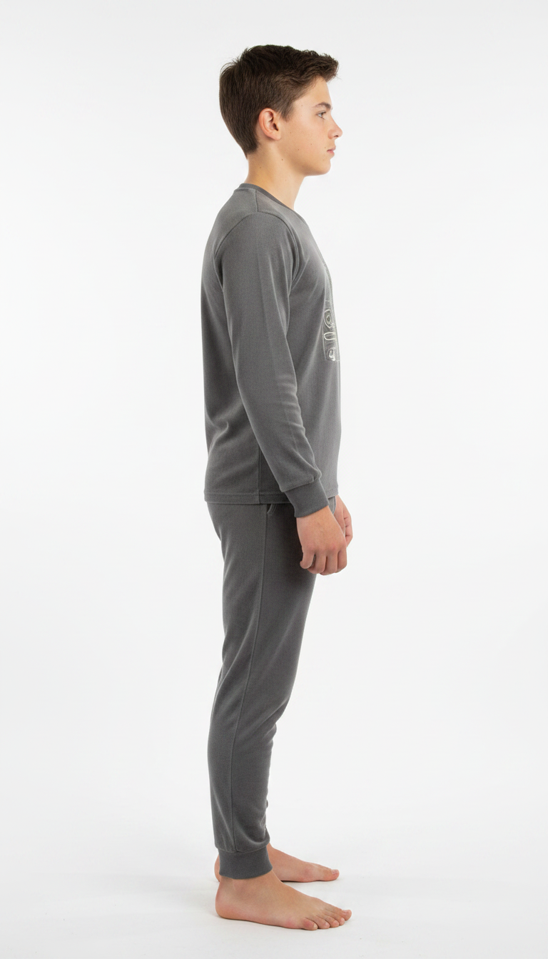 L&D Pijama de terciopelo para niños gris