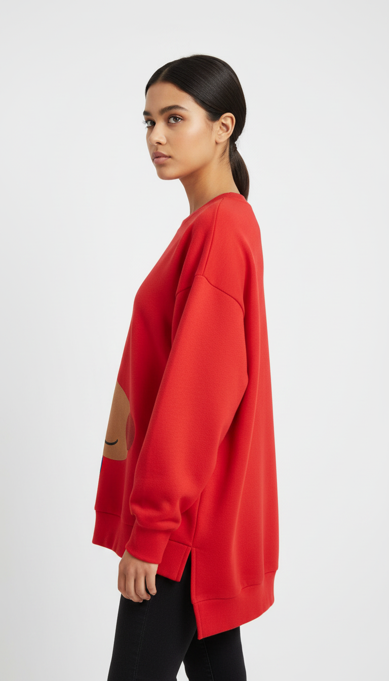 L&D Sudadera infantil roja con reno