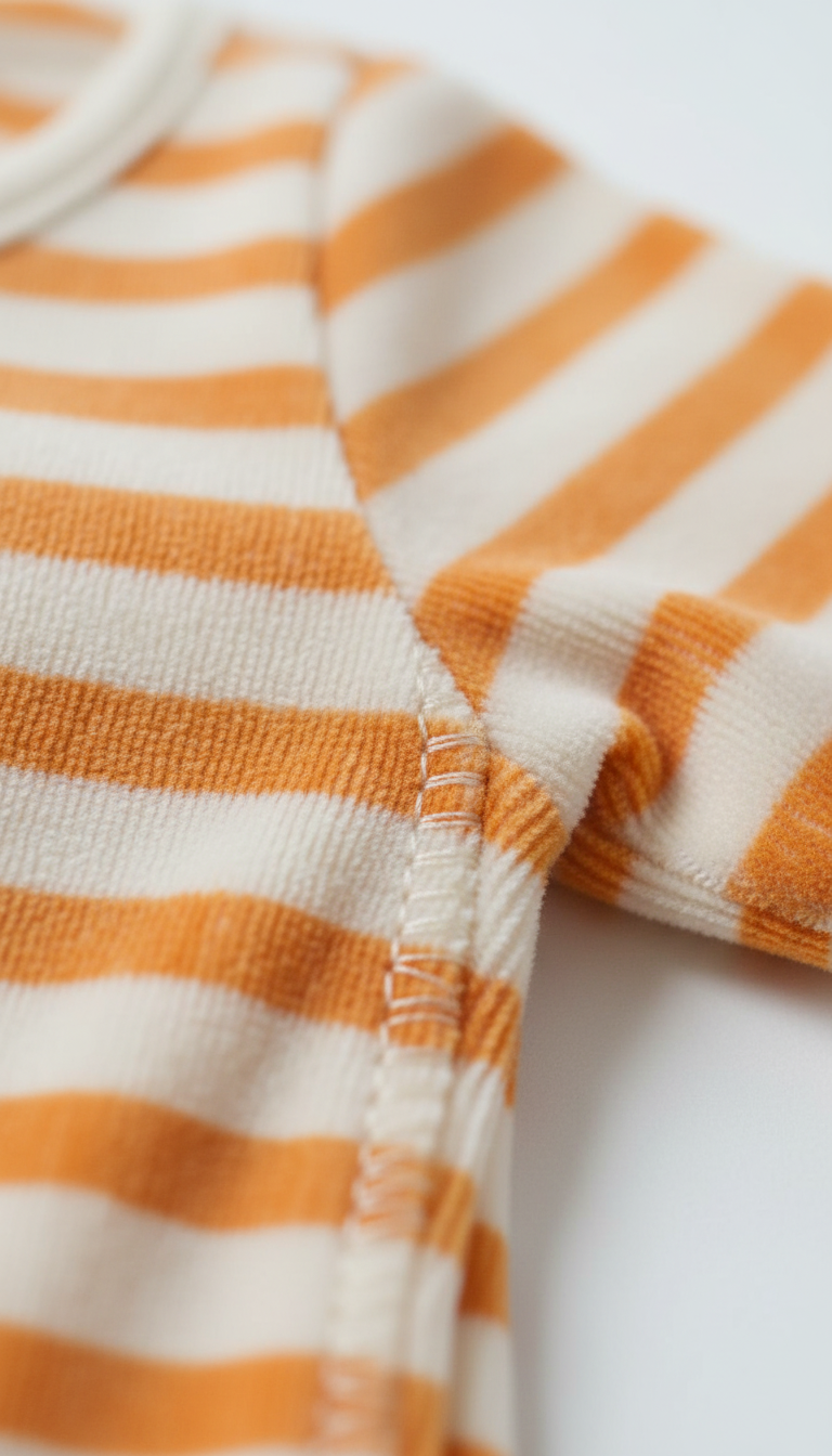 Lily & Dan Pijama de Bebé de Velour Rayas Crema y Naranja