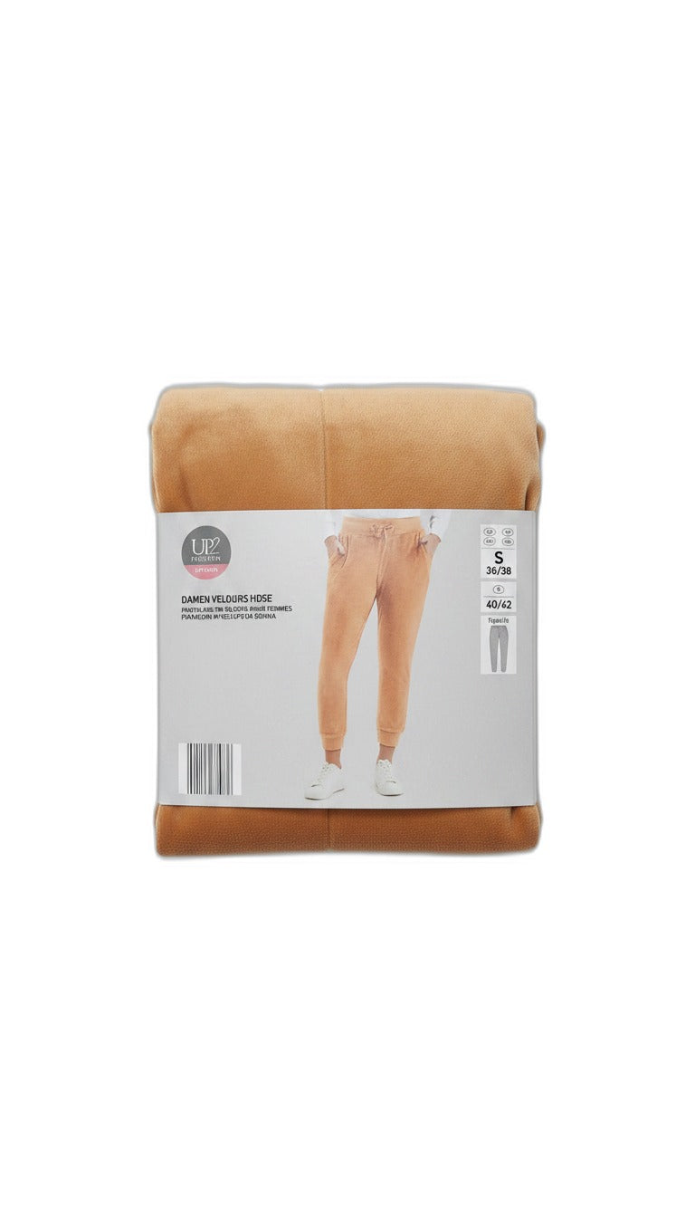 UP2 FASHION Pantalones de Velour Camel