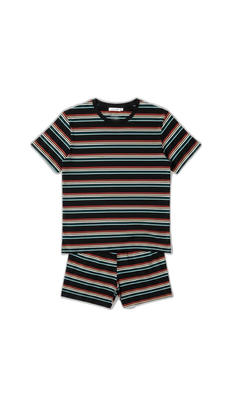 Pijama Corto de Hombre Rayas Negras | UP2 FASHION