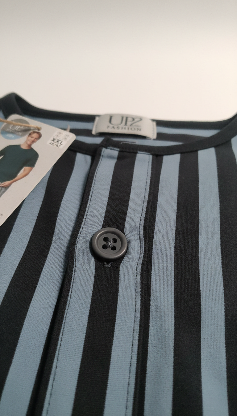 Pijama de Hombre Largo con Botones Rayas Azules y Negras | UP2 FASHION