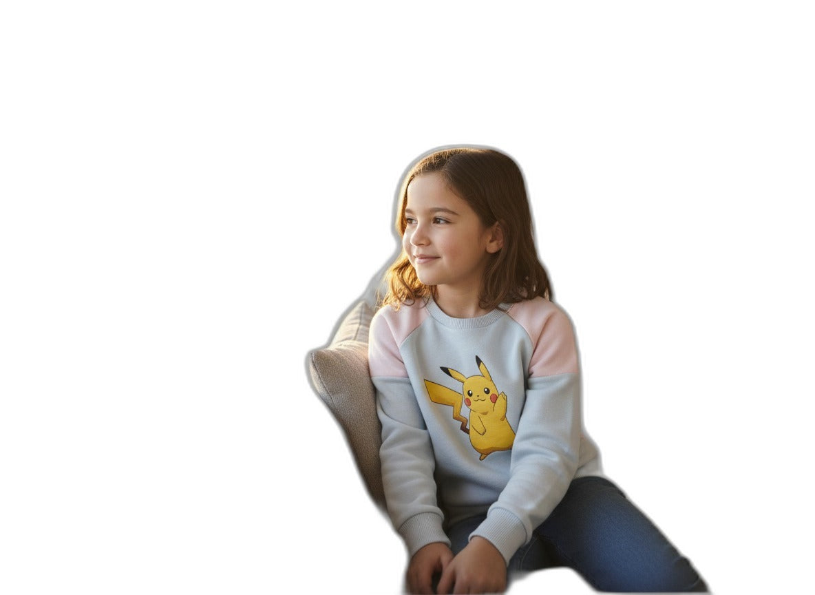 Pulóver Infantil Pokémon 146/152 Azul Claro y Rosa