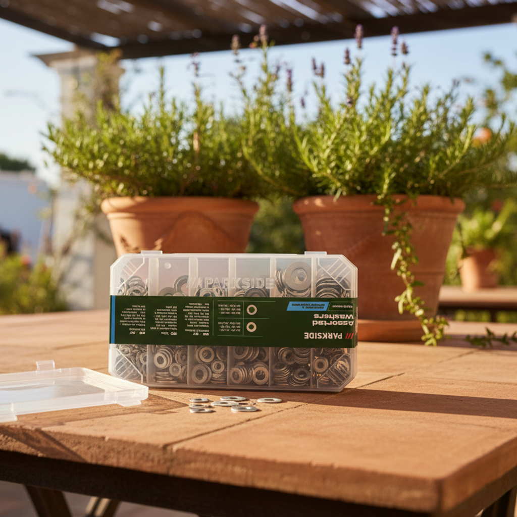 PARKSIDE Set de Arandelas Surtidas Planas y de Muelle 350 Piezas | Acero Inoxidable