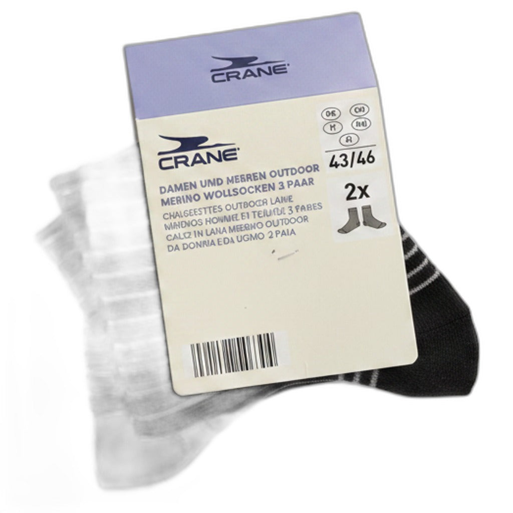 Calcetines de Lana Merino Outdoor CRANE 2 Pares Talla 43/46 Negro y Gris