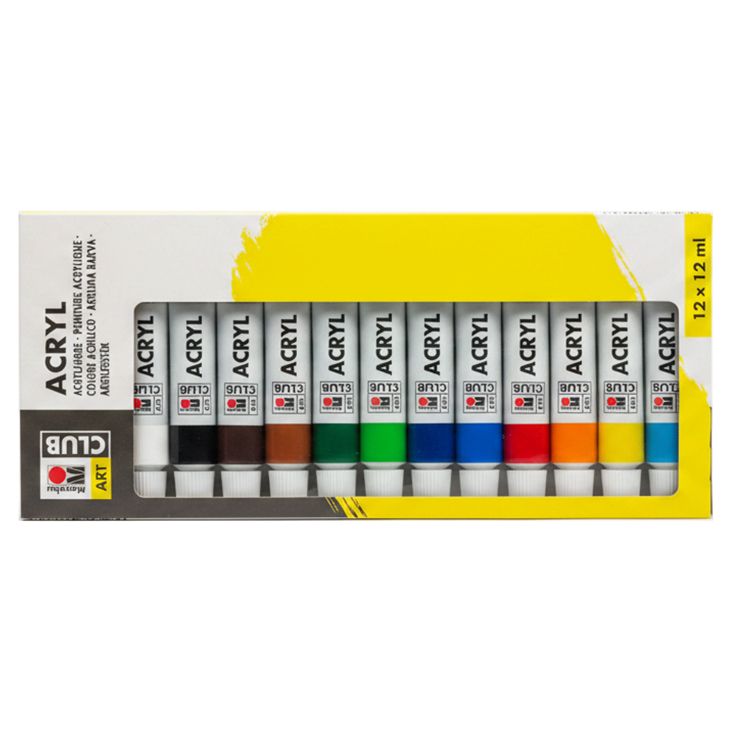 Marabu Club Acryl Pinturas Acrílicas, 12 x 12ml, Surtido