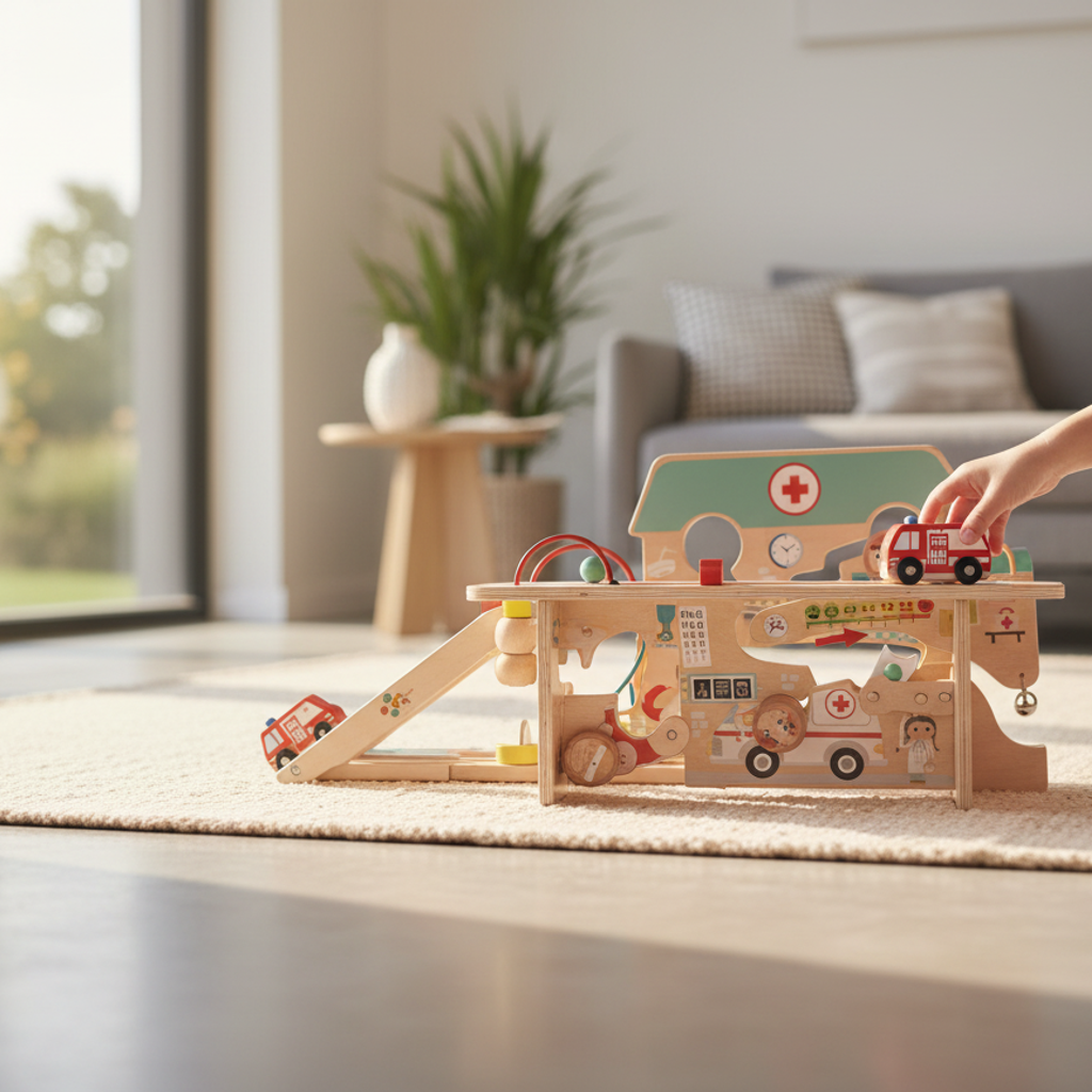 Playtive Set de juego de madera con puzzle deslizante, 11.5 x 32 x 40cm