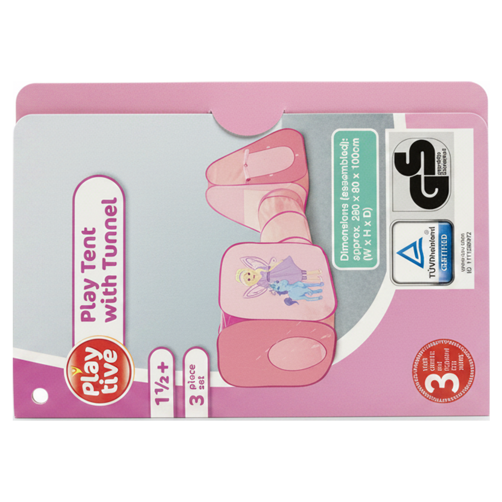 Playtive Tienda de Juego con Túnel, 280x80x100cm, rosa