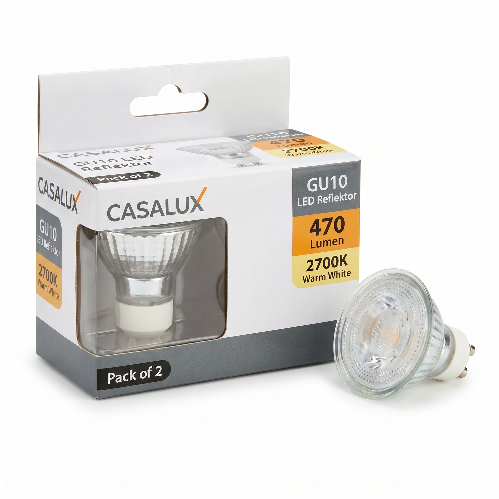 Pack x2 Bombillas LED GU10 Casalux Reflektor 470 lm 2700K