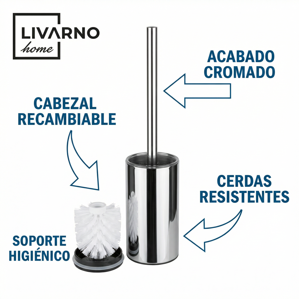 Set Escobilla de Baño Cromada - Livarno Home